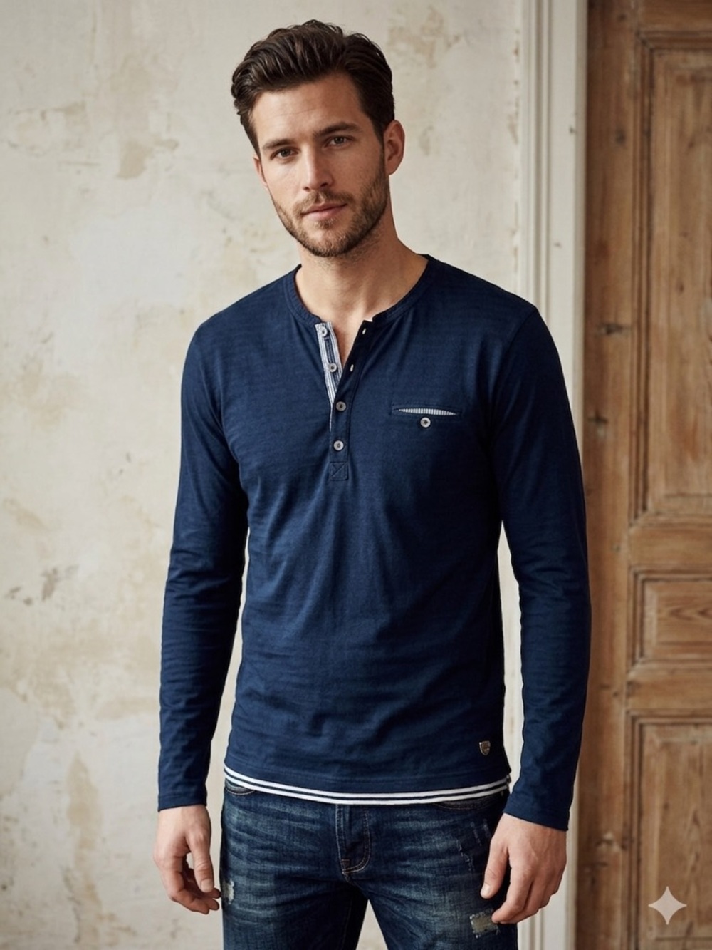 Scotch & Soda Cotton Henley Men’s Top , size Large